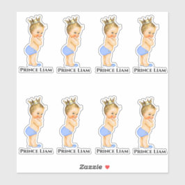 Little Prince Baby Boy Light Blue Gold Crown Aufkleber