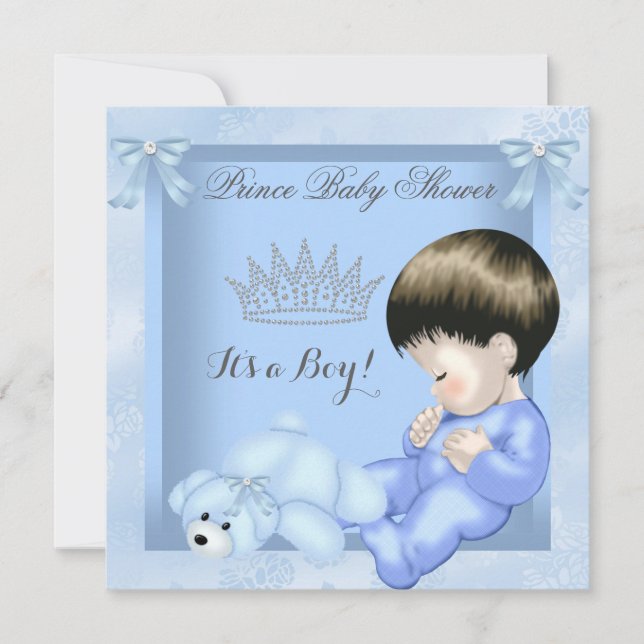 Little Prince Baby Dusche Niedlich Boy Blue Toy 2 Einladung (Vorderseite)