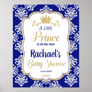 Little Prince Baby Dusche Royal Blue Begrüßungszei Poster