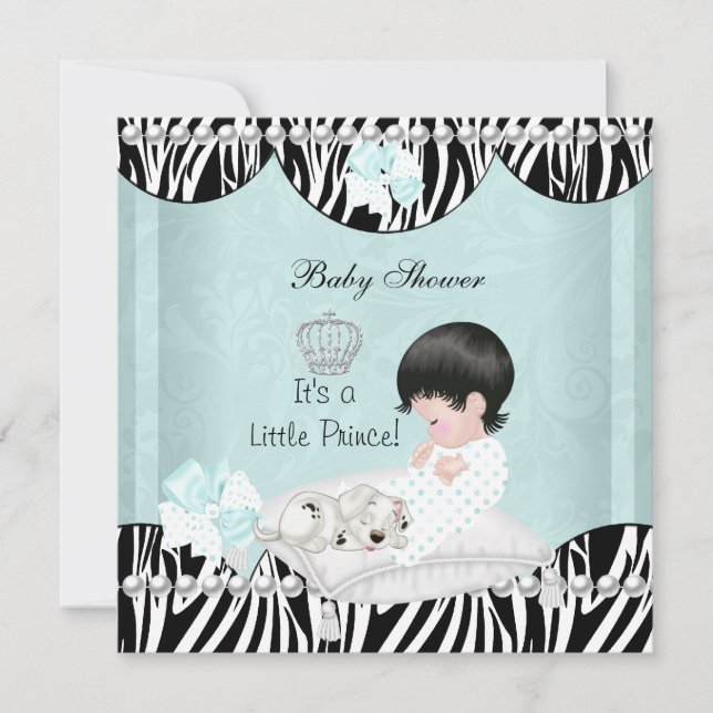 Little Prince Baby Shower Baby Minze Einladung (Vorderseite)