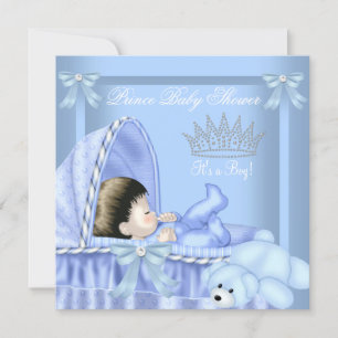Little Prince Baby Shower Boy Blue Bassinette 2 Einladung