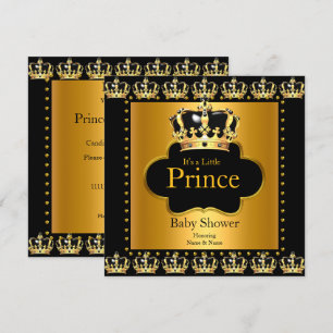 Little Prince Baby Shower Boy Crown Black Gold Einladung