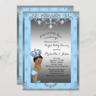 Little Prince Baby Shower Einladung, Royal SILVER Einladung