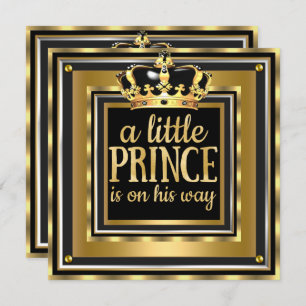 Little Prince Baby Shower Gold Imitate Folie Black Einladung