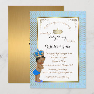 Little Prince Baby Shower Invitation, Gold, Blau Einladung