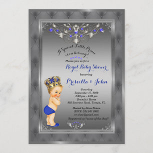 Little Prince Baby Shower Invitation, Royal SILVER Einladung