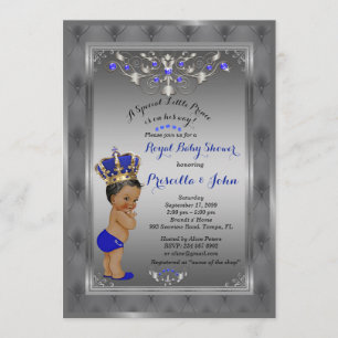 Little Prince Baby Shower Invitation, Royal SILVER Einladung