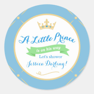 Little Prince Baby Shower Stickers   Blau + Grün