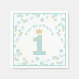 Little Prince Blue Gold 1. Geburtstag Party Serviette