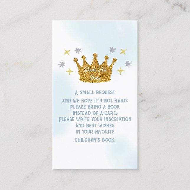 Little Prince Boy Baby Shower Books For Baby Begleitkarte (Vorderseite)