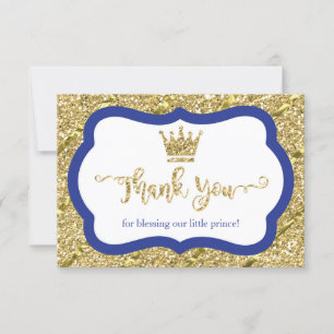 Little Prince Dankeschön Card, Blau, Imitats Glitz Dankeskarte