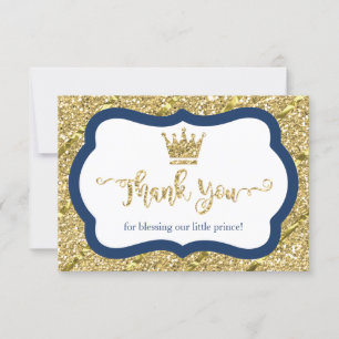 Little Prince Dankeschön Card, Blau, Imitats Glitz Dankeskarte