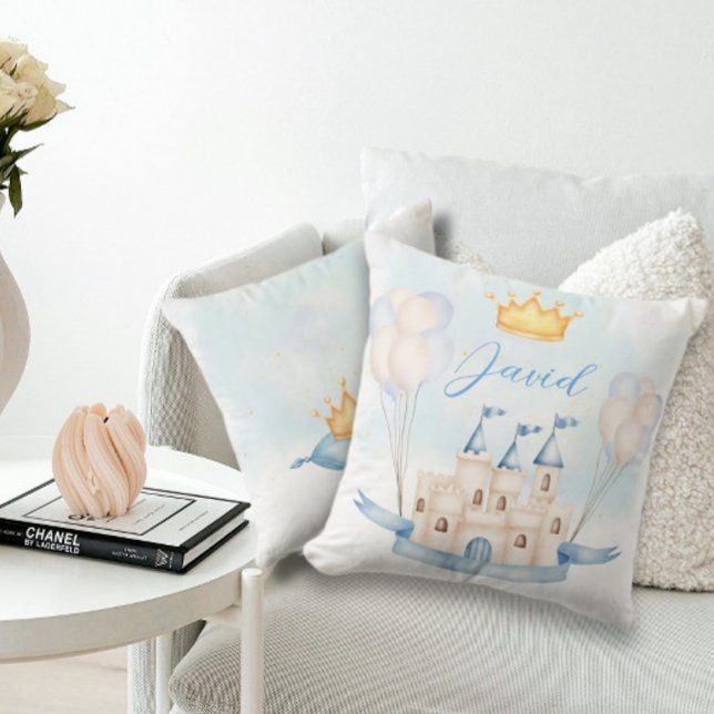 Little Prince Goldkrone Wasserfarbenschloss Blau Kissen (Von Creator hochgeladen)