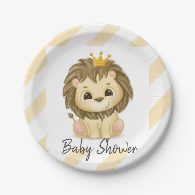 Little Prince Lion Boy Baby Dusche Pappteller (Vorderseite)