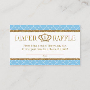 Little Prince Royal Baby Blue & Gold Diaper Raffle Begleitkarte