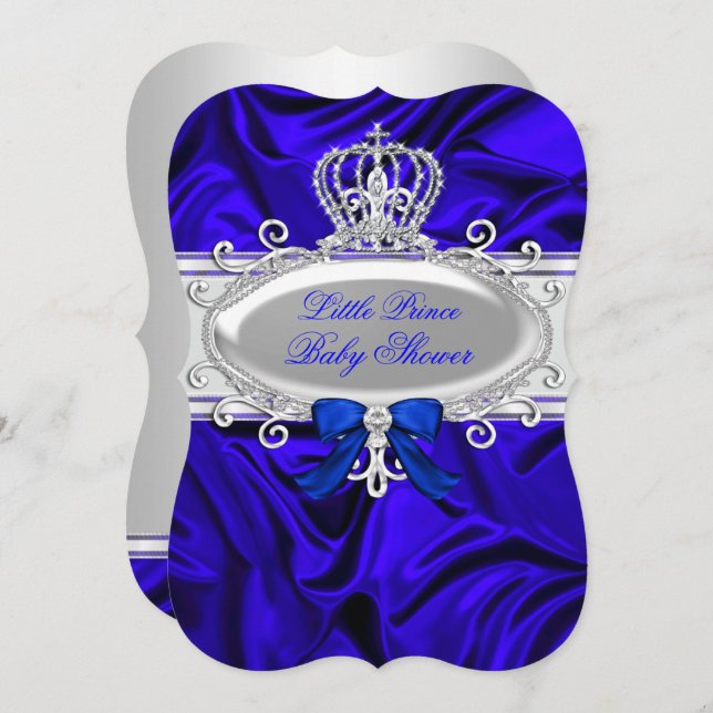 Little Prince Royal Blue Boy Baby Dusche 2 Einladung (Vorne/Hinten)