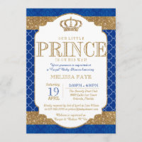 Little Prince Royal Blue Gold Baby Dusche