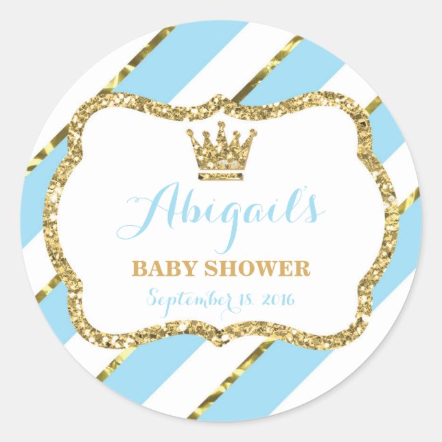 Little Prince Sticker, Baby Blue, Imitate Glitzer Runder Aufkleber (Vorderseite)