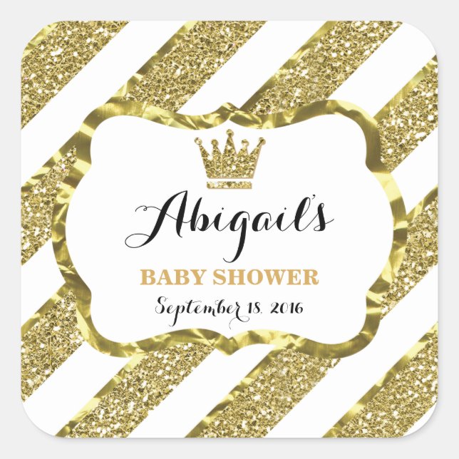 Little Prince Sticker, Imitate Gold Glitzer & Foil Quadratischer Aufkleber (Vorderseite)