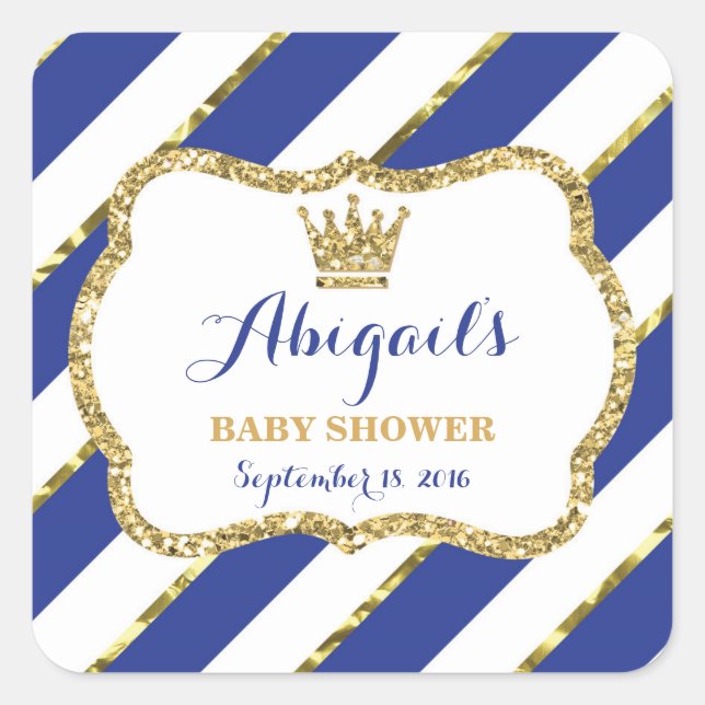 Little Prince Sticker, Royal Blue Imitats Glitzer Quadratischer Aufkleber (Vorderseite)