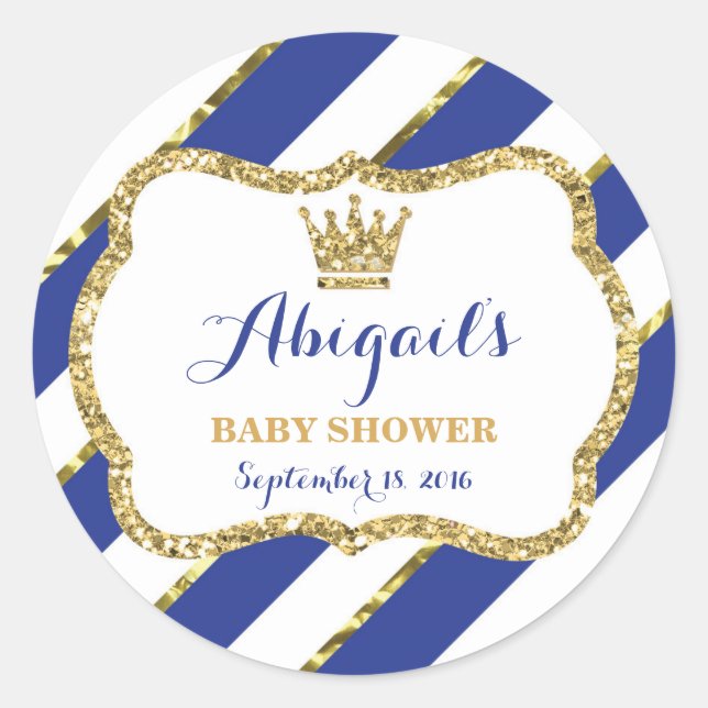 Little Prince Sticker, Royal Blue Imitats Glitzer Runder Aufkleber (Vorderseite)