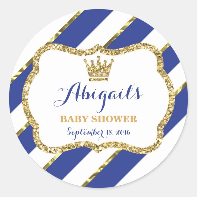 Little Prince Sticker, Royal Blue Imitats Glitzer Runder Aufkleber (Vorderseite)