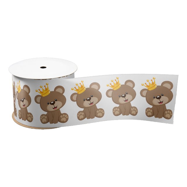 Little Prince Teddy Bear Boy Baby Dusche Satinband (Spule)