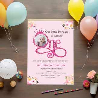 Little Princess 1. Geburtstag Foto Einladung