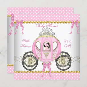 Little Princess Baby Duwer Girl Pink Carriage Einladung