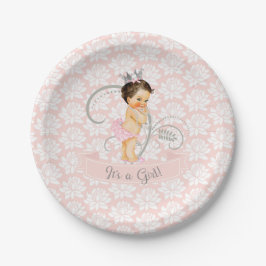 Little Princess Baby Girl Blush Pink & Silver Pappteller