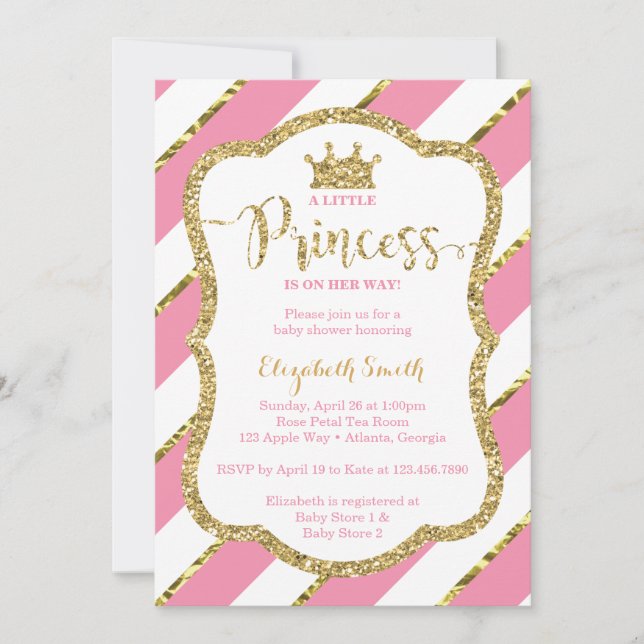 Little Princess Baby Shower Einladung, Imitate Gli Einladung (Vorderseite)