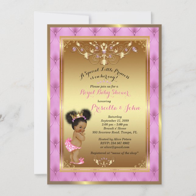 Little Princess Baby Shower Einladung, Rosa, Gold Einladung (Vorderseite)