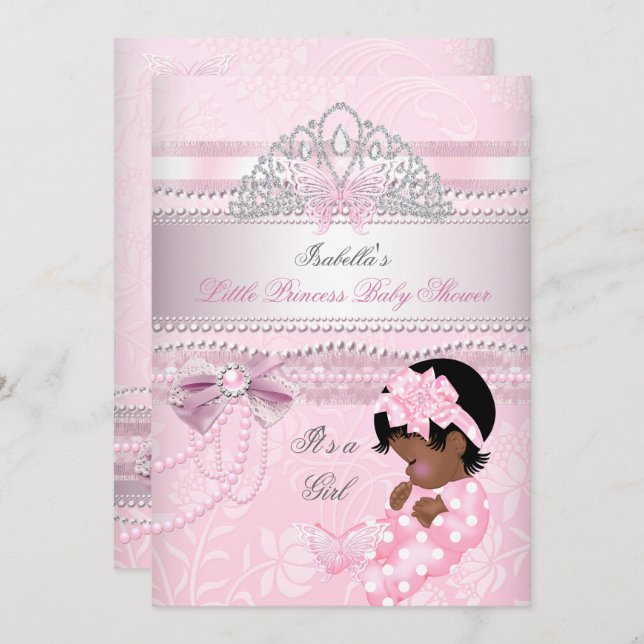 Little Princess Baby Shower Girl Butterfly OM Einladung (Vorne/Hinten)