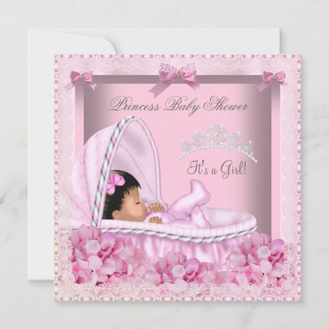 Little Princess Baby Shower Girl Lace AM Einladung (Vorderseite)