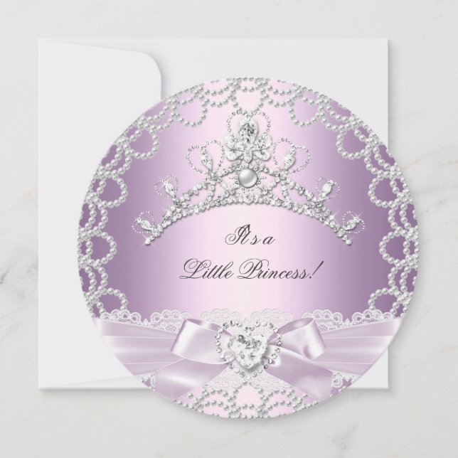 Little Princess Baby Shower Girl Pink Lilac Pearl Einladung (Vorderseite)