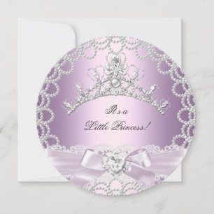 Little Princess Baby Shower Girl Pink Lilac Pearl Einladung