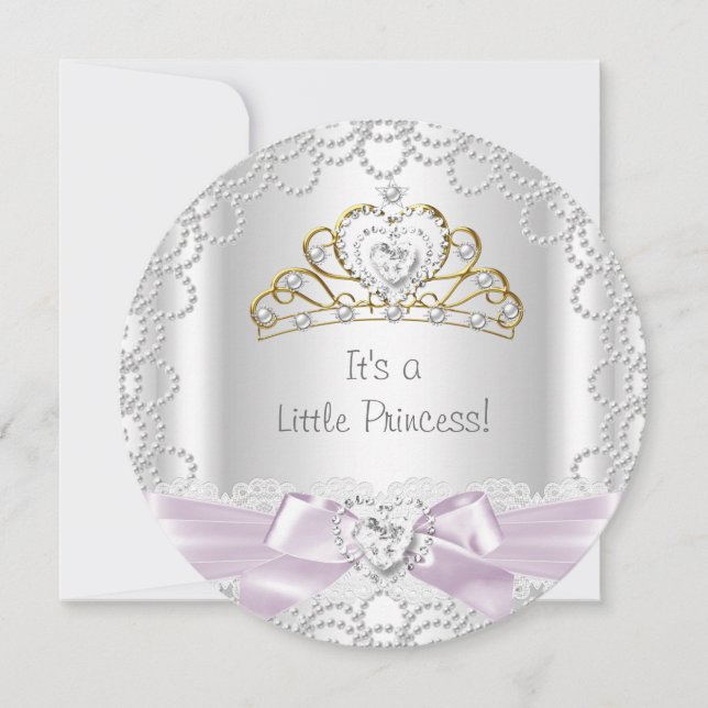 Little Princess Baby Shower Girl Pink Pearl Gold B Einladung (Vorderseite)