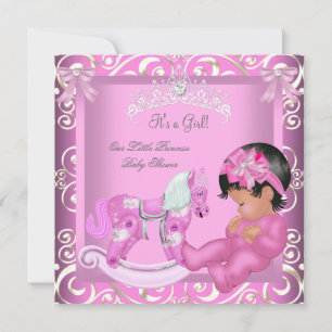 Little Princess Baby Shower Girl Rocking Horse 2 Einladung