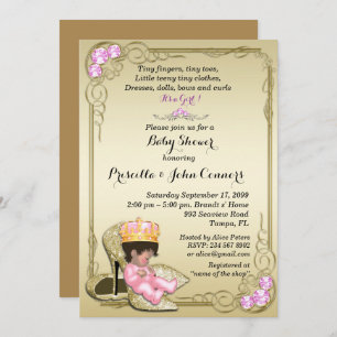 Little Princess Baby Shower Invitation, Gold Einladung