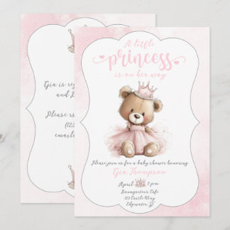 Little Princess Baby Shower Invitation with Teddy Einladung