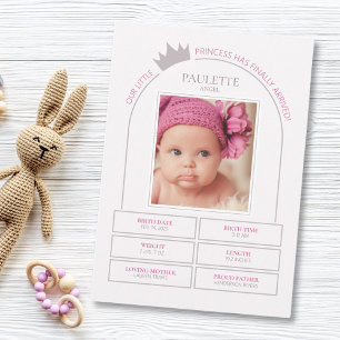Little Princess Birth Announcement Card Einladung