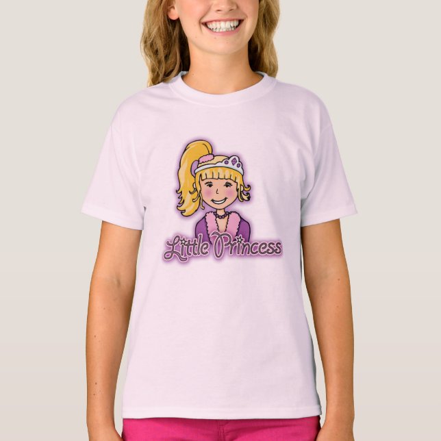 Little Princess blonde haarmädchen pink oben T-Shirt (Vorderseite)