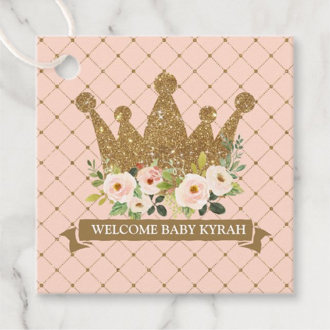 Little Princess Blush Floral Baby Dusche Geschenkanhänger (Vorderseite)