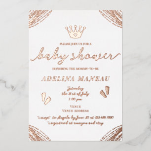 Little Princess Crown Floral Girl Boy Babydusche Folieneinladung