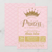 Little Princess Crown Girl Einladung zum 1. Geburt