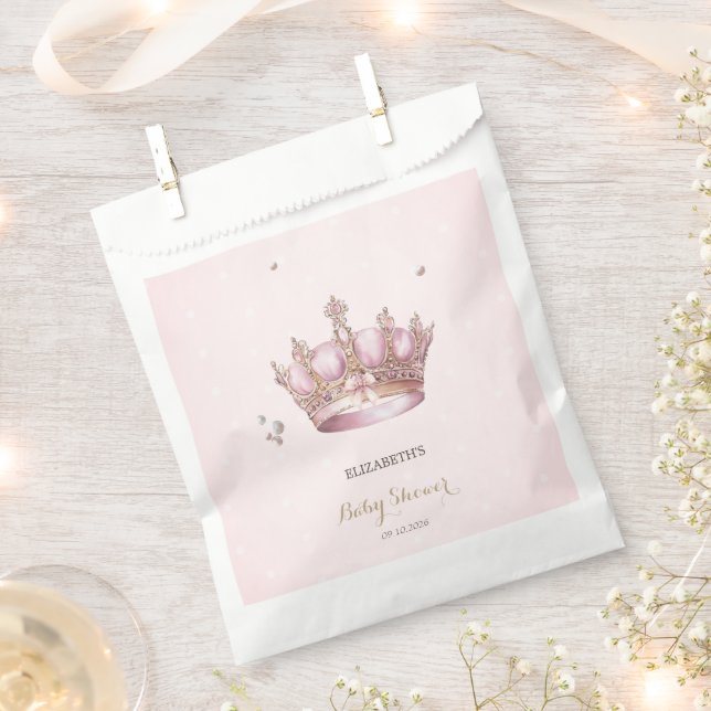 Little Princess Crown Pearls Dots Baby Shower Geschenktütchen (Ausgeschnitten)