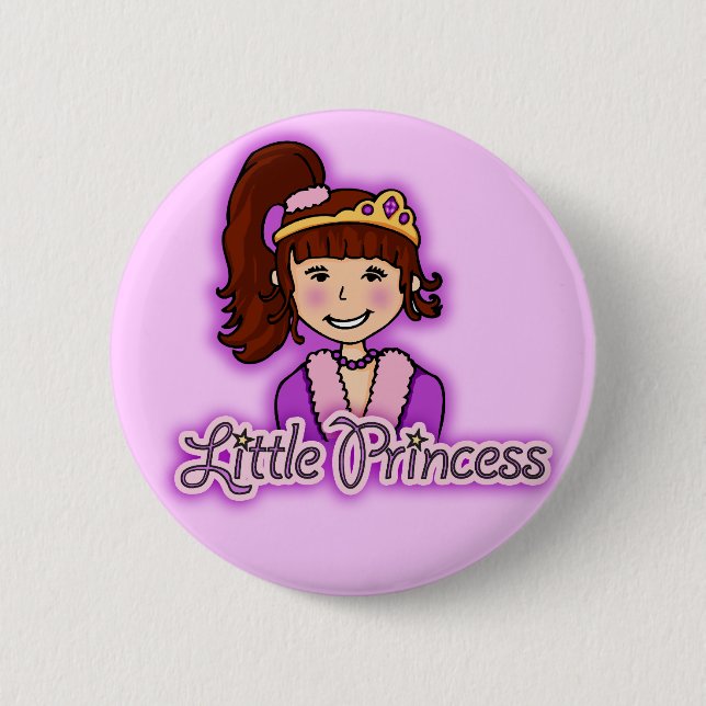 "Little Princess" dunkle Haar Mädchen-Lila-Taste Button (Vorderseite)