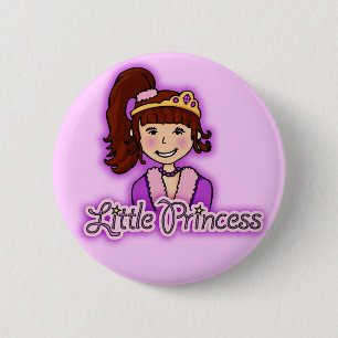 "Little Princess" dunkle Haar Mädchen-Lila-Taste Button