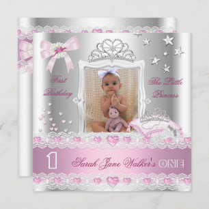 Little Princess First Birthday Party Foto Einladung