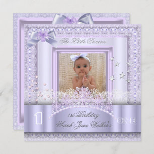 Little Princess First Birthday Party Foto Lilac 2 Einladung